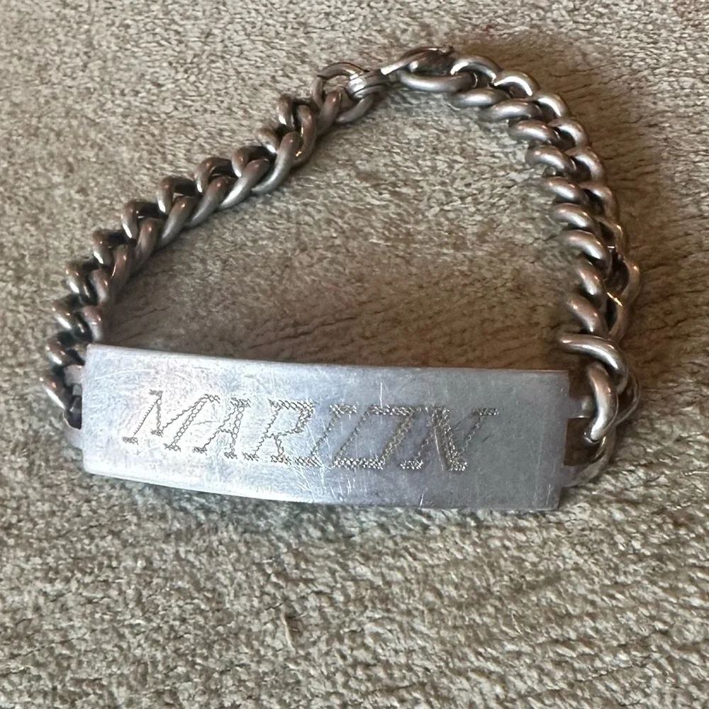 Coro Vintage 1940s “Marion” ID bracelet silver tone.